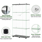 Glass Display Cabinet with 4-Shelf Double Doors and Lock
