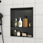 21" x 17" Stainless Steel Shower Niche Double Shelf, Gunmetal