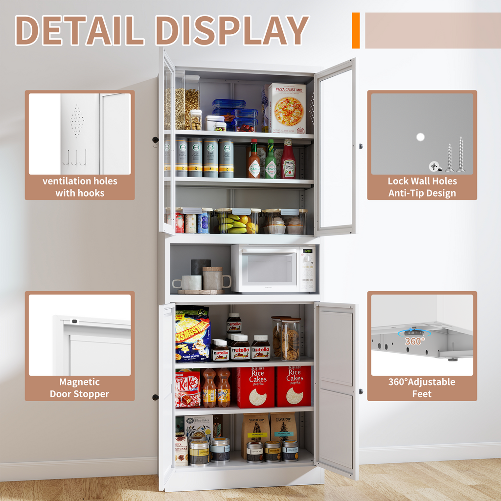 Metal Kitchen Pantry Cabinet - 72" Tall Storage Unit
