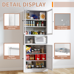 Metal Kitchen Pantry Cabinet - 72" Tall Storage Unit