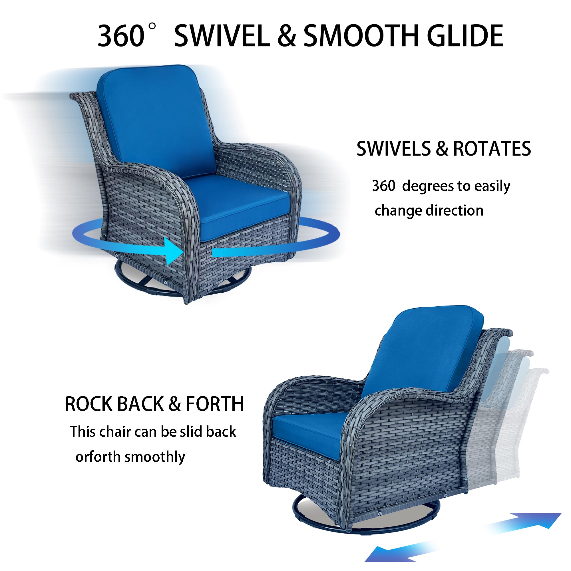 3 Piece Wicker Patio Furniture Set