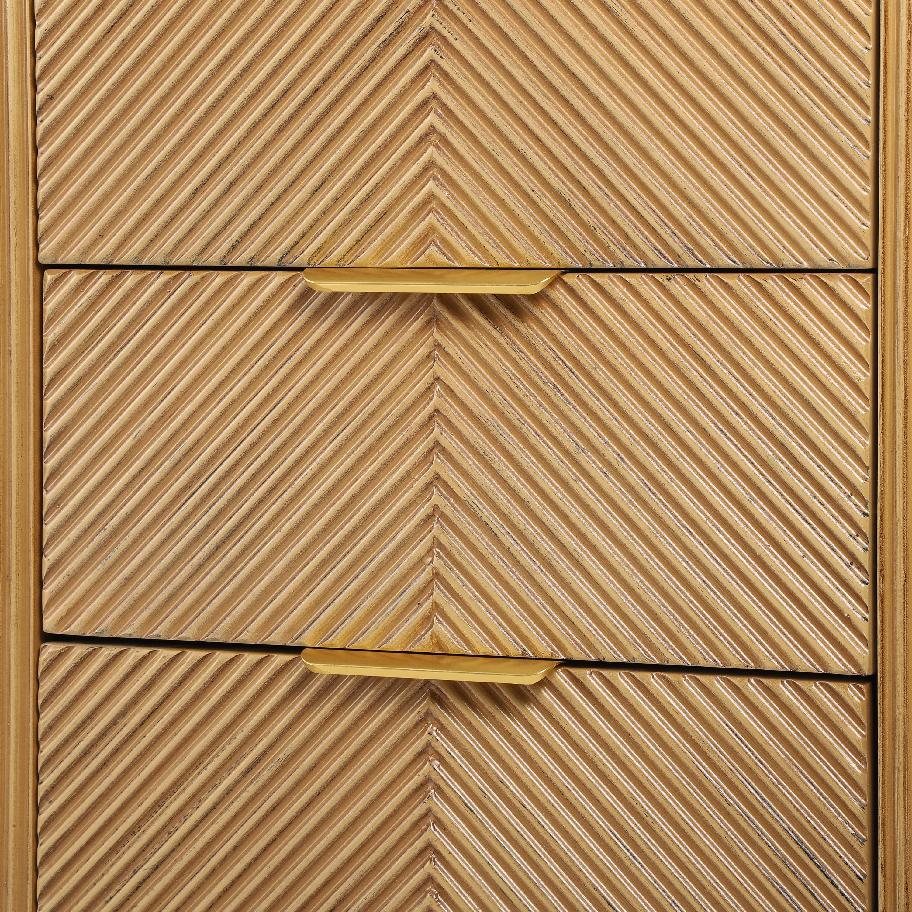 Mid-Century Fluted 3 Drawers Nightstand