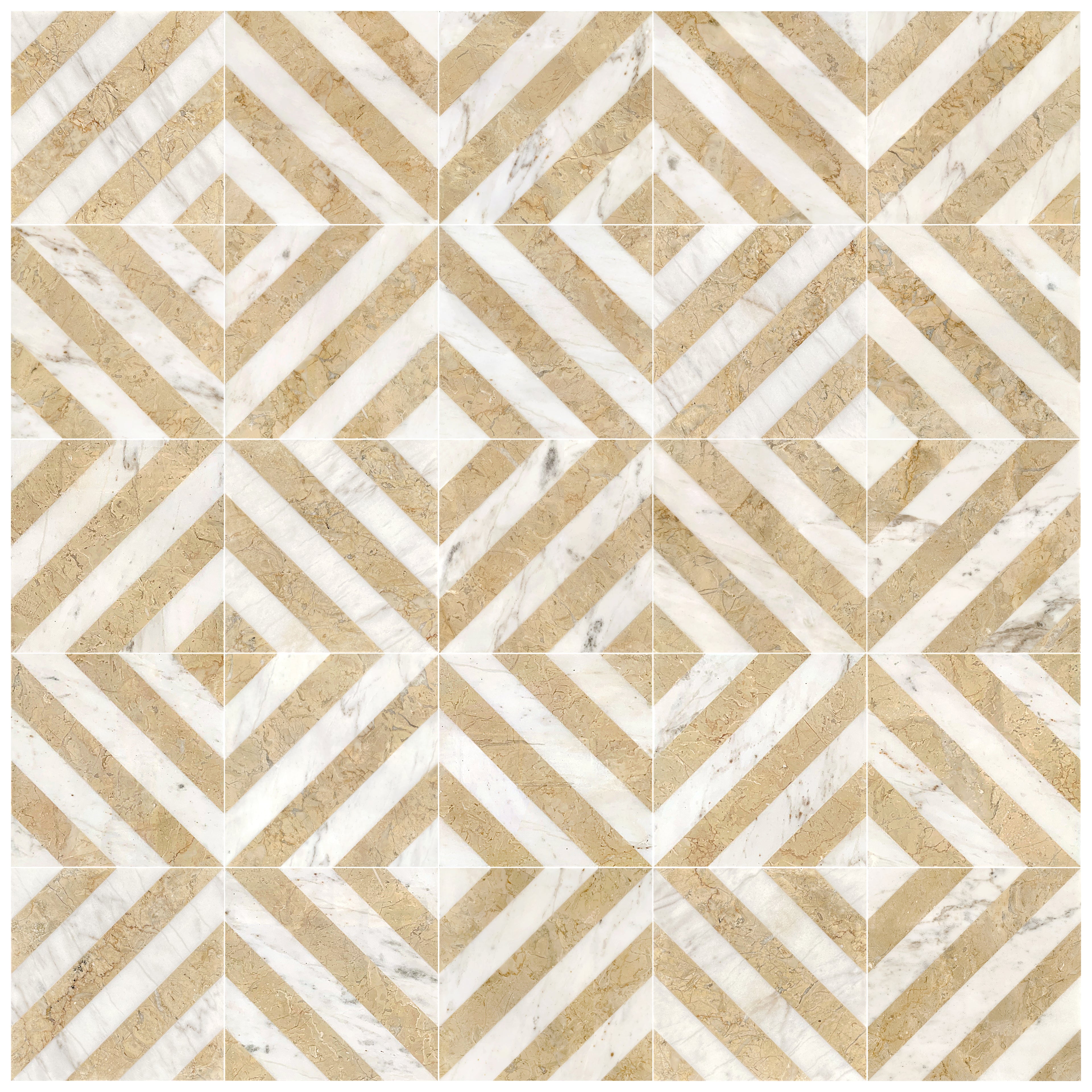 12x12 White Gold Two Color Waterjet Marble Tile