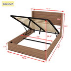 Queen Size Bed Frame with Grooved Lifting Storage Function