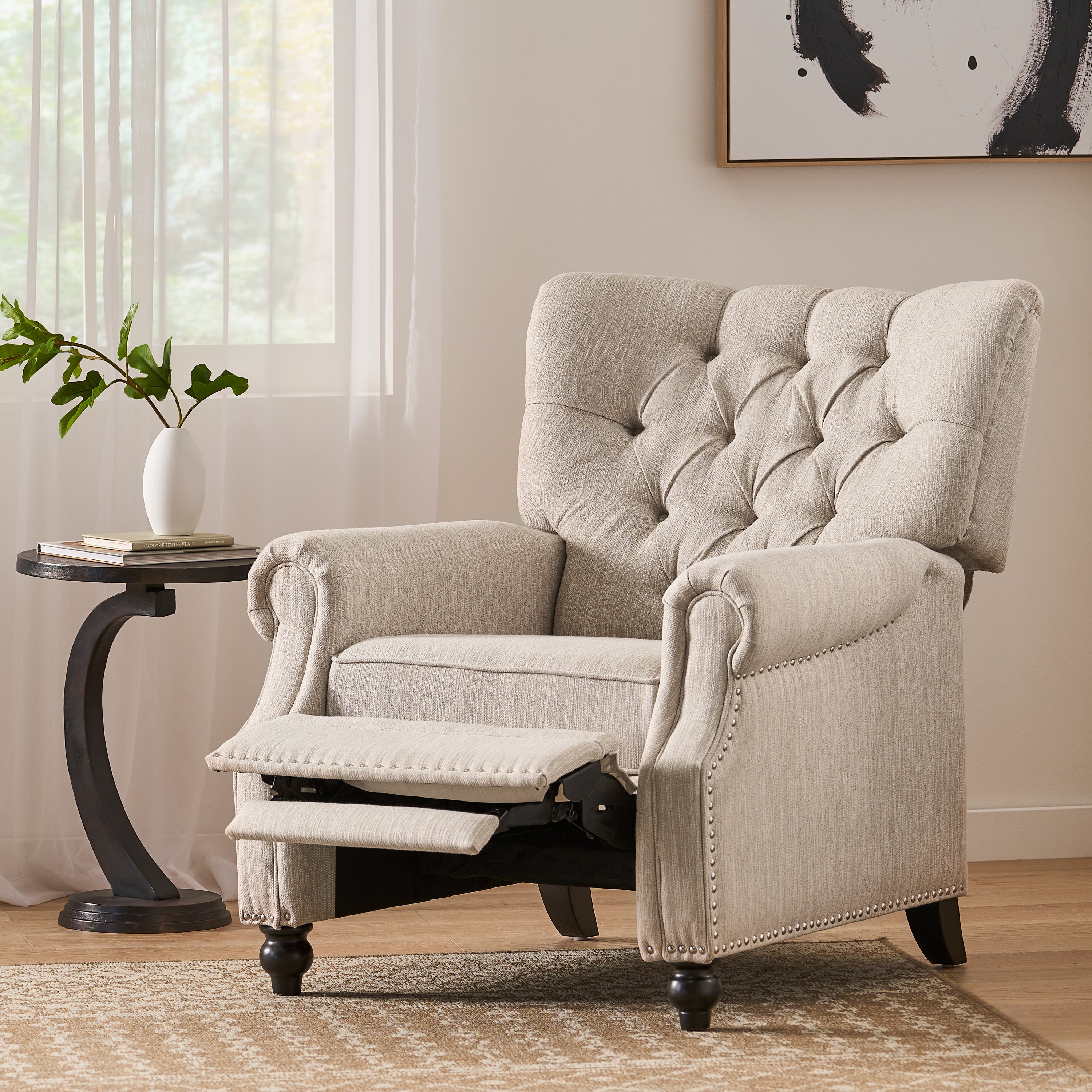 Button Tufted Heavy Duty Manual Reclining Sofa