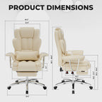 Big and Tall Executive Office Chair with Footrest - Beige