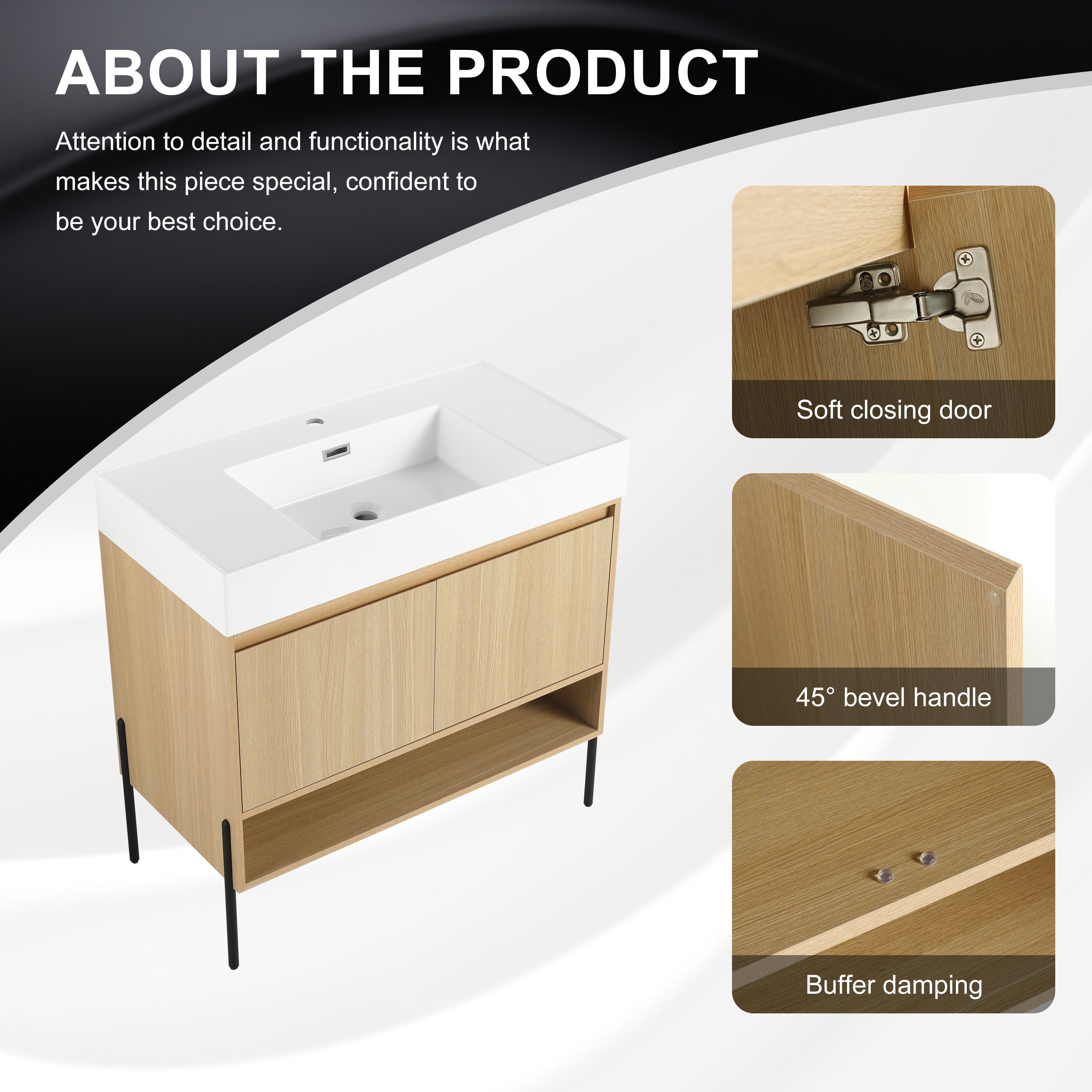 36" Bathroom Vanity Combo with Single Resin Sink