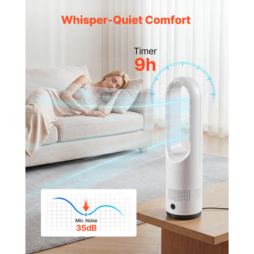 Bladeless Tower Fan with 80° Oscillation and Remote Control