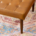 Mark Mid-Century Tufted Square Genuine Leather Upholstered Ottoman