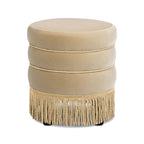 Edward 17.5" Round Upholstered Ottoman with Bullion Fringe Fawn