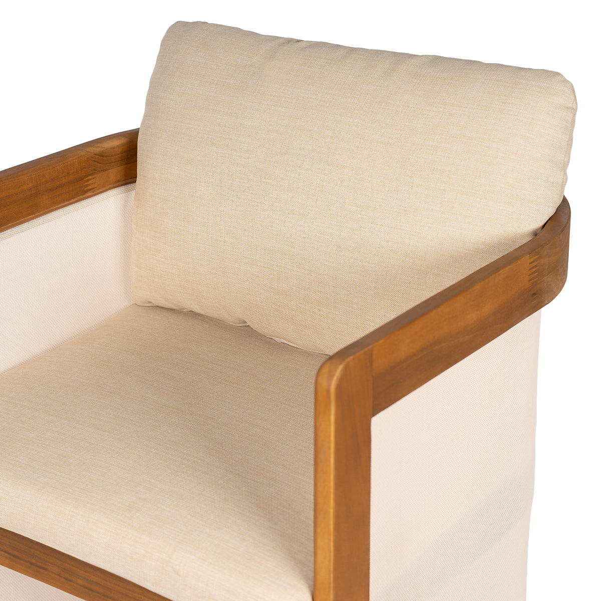 Set of 2 Outdoor Patio Dining Armchairs, Acacia Wood Frame with Textilene Side Panels, Patio Chairs with