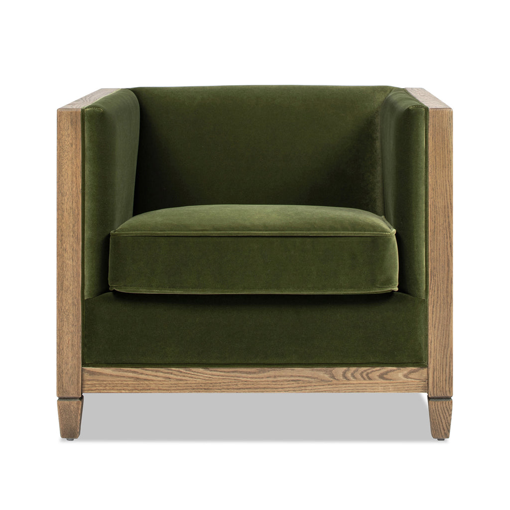 Georgia 34" Cane Rattan Tuxedo Armchair, Olive