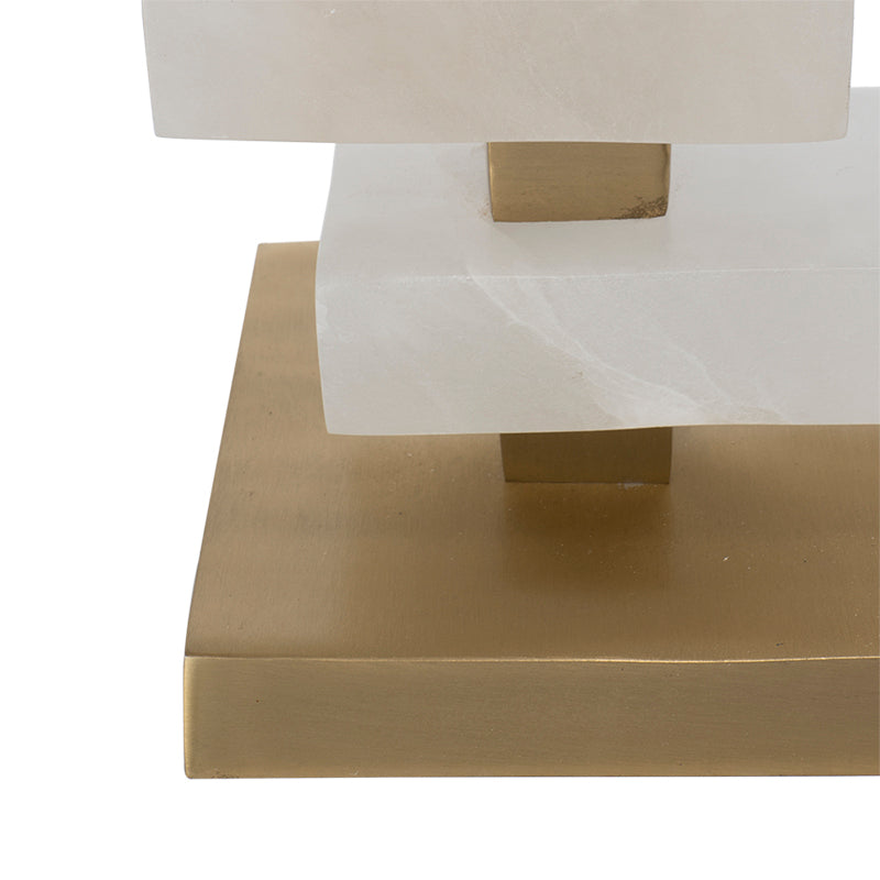 D15x26.7' White and Gold Alabaster Slab Table Lamp