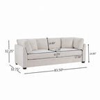83.50" Modern Flared Arms Sofa (Beige)