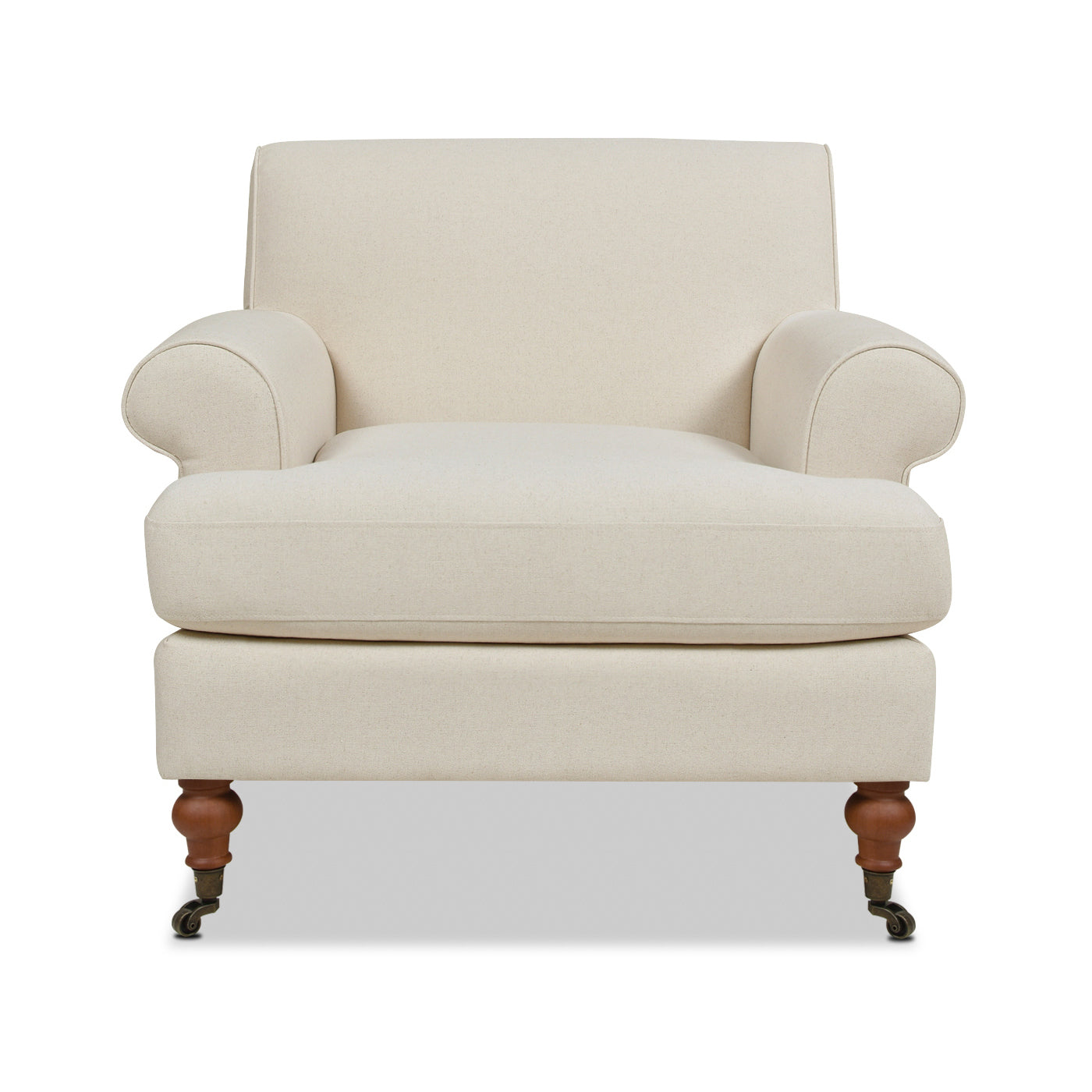 Alana 38' Lawson Accent Arm Chair Metal Casters, Light Beige Linen