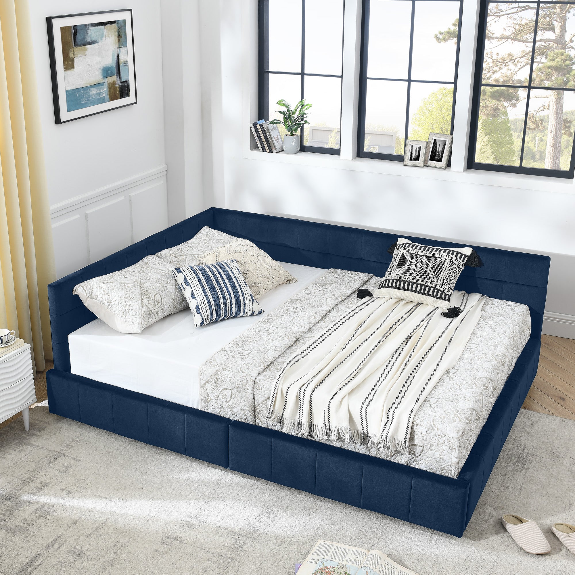 Queen Size Storage Upholstered Tufted Bed Frame
