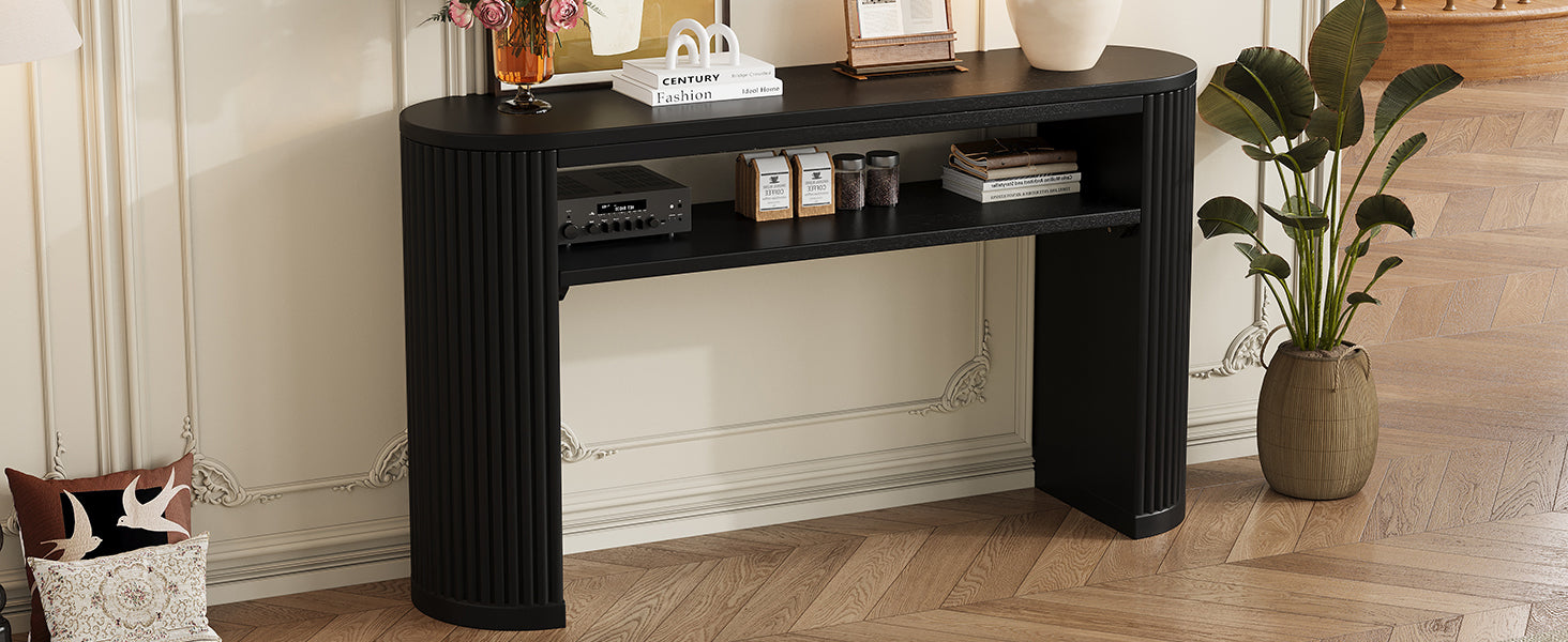 TREXM Rustic Console Table with Fluted Legs