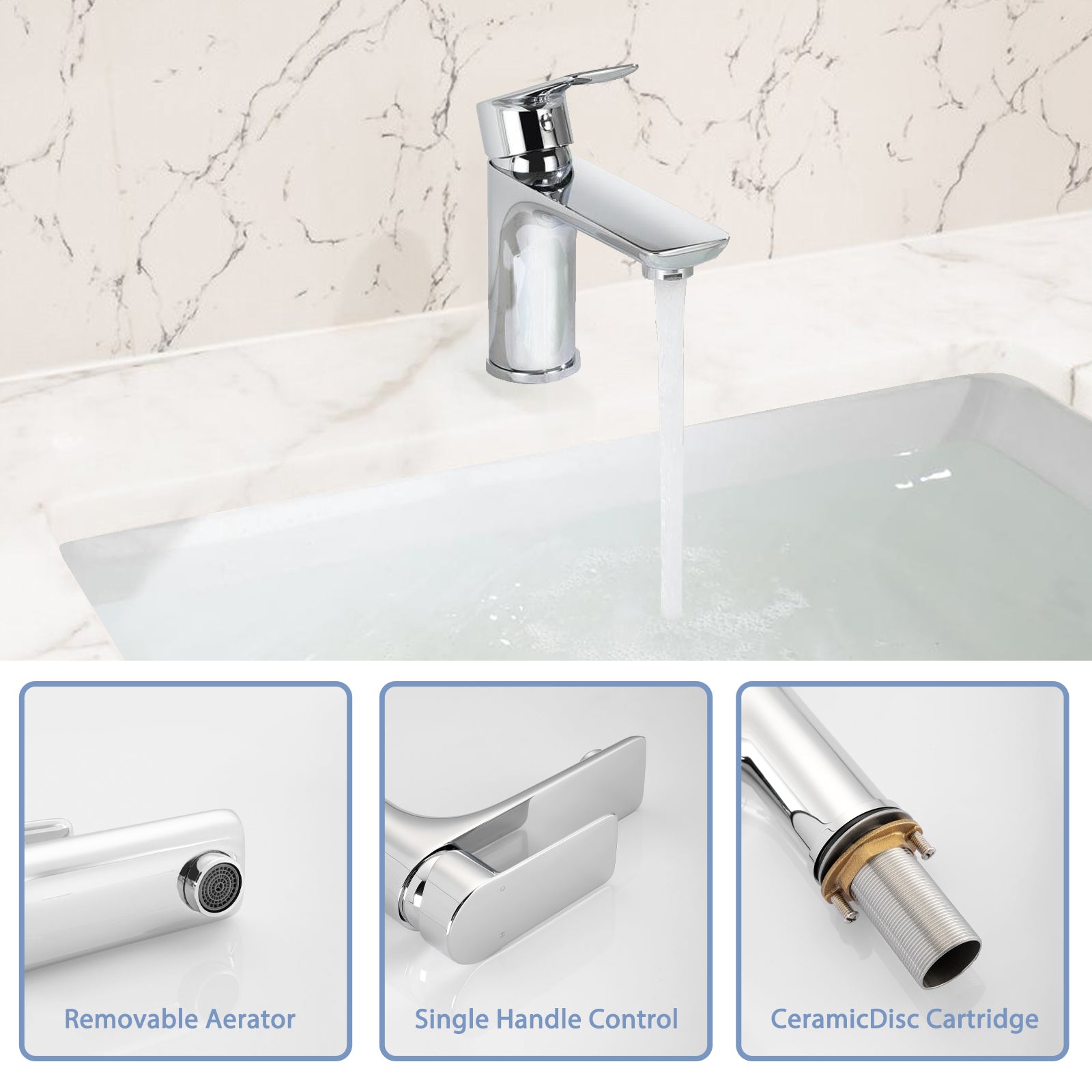 Chrome Single Handle Lavatory Basin Sink Faucet
