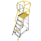 6 Step 375lbs Aluminum Rolling Platform Ladder
