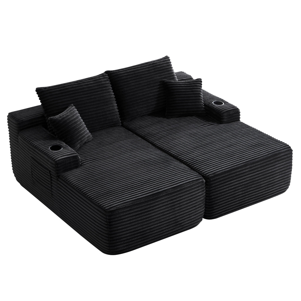 69" Cloud Sectional Couch, L-Shape Chaise with R-Shape Chaise