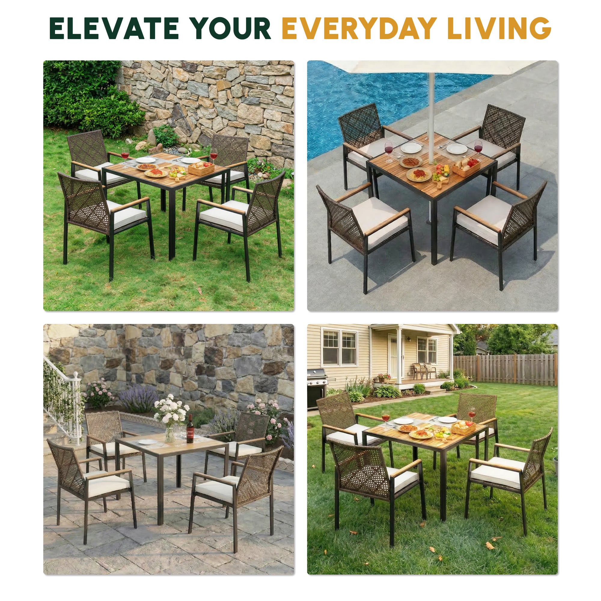 All Weather 5-Piece Patio Dining Table Set