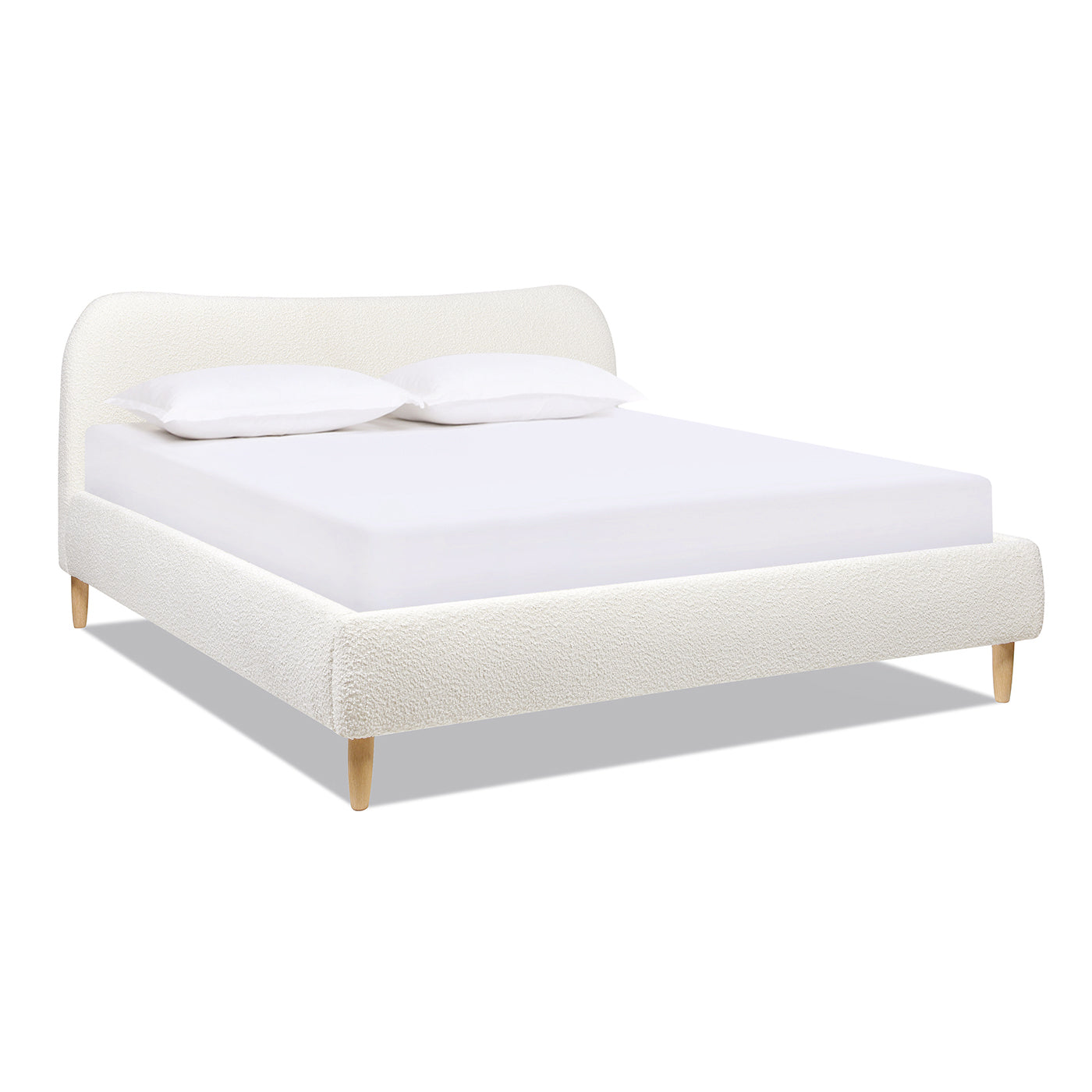 Roman Curved Headboard Upholstered Platform Bed, King