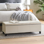 Upholstered PU Leather Storage Ottoman