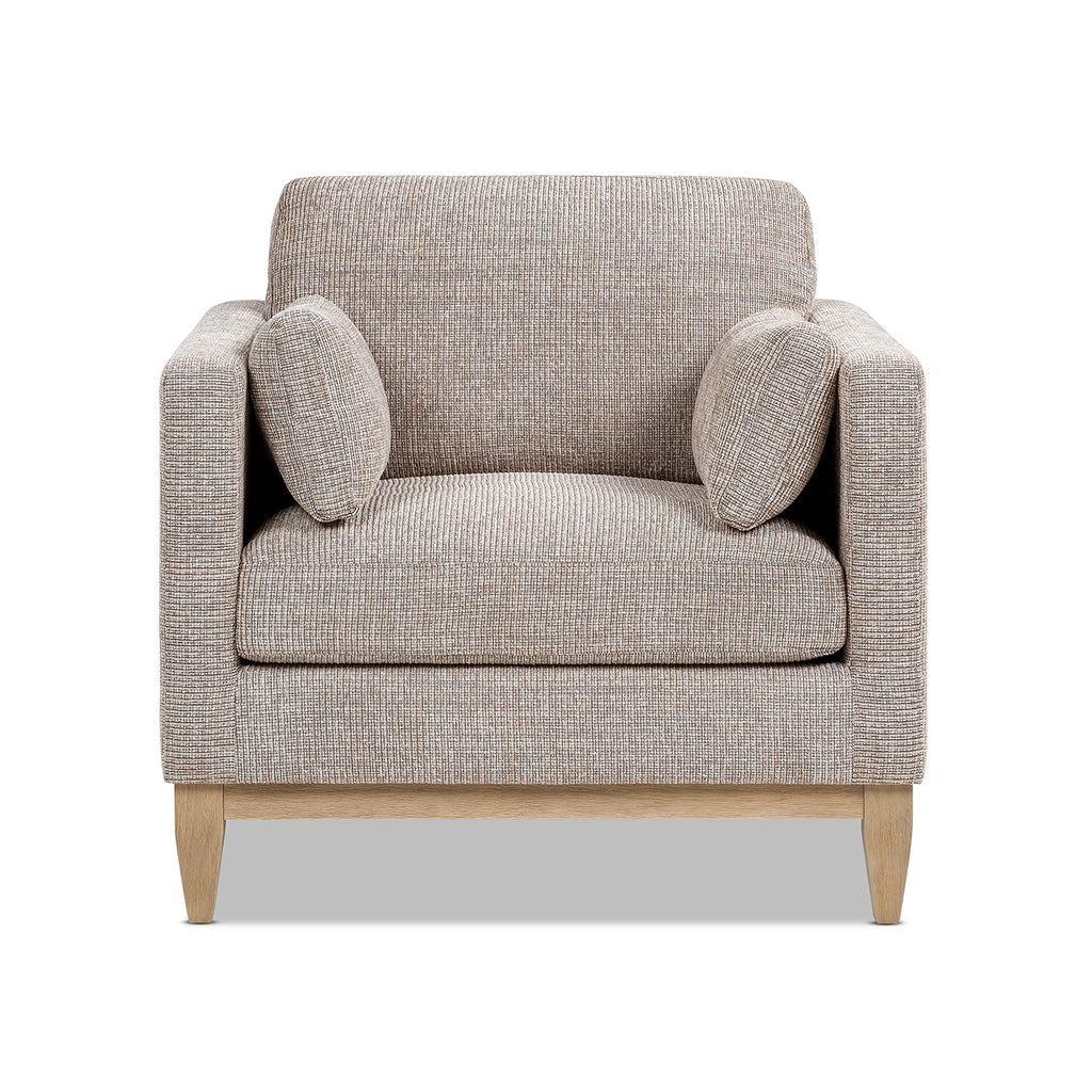 Knox 36" Modern Farmhouse Arm Chair, Stone Taupe Chenille
