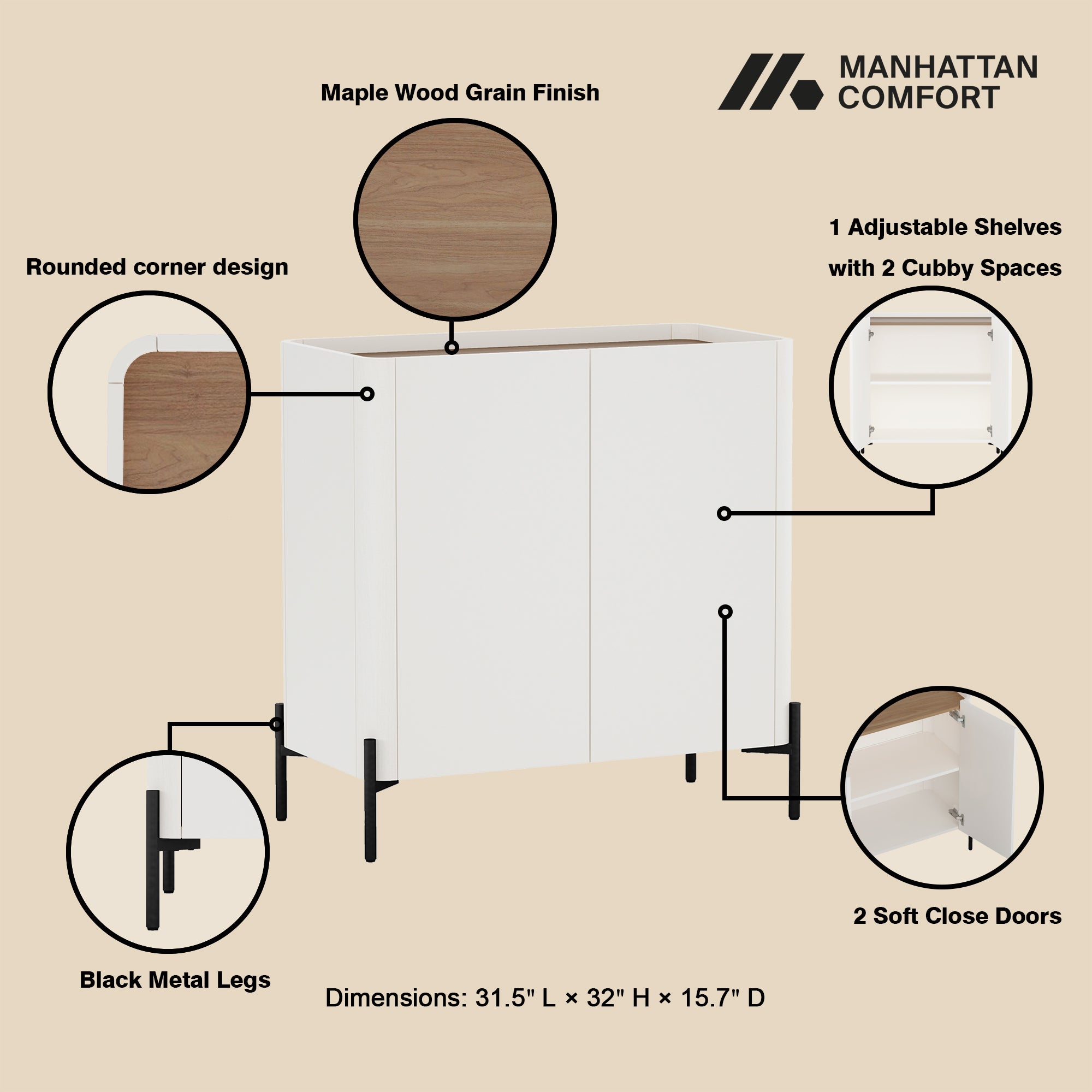 Abbey 32" Accent Cabinet in Maple