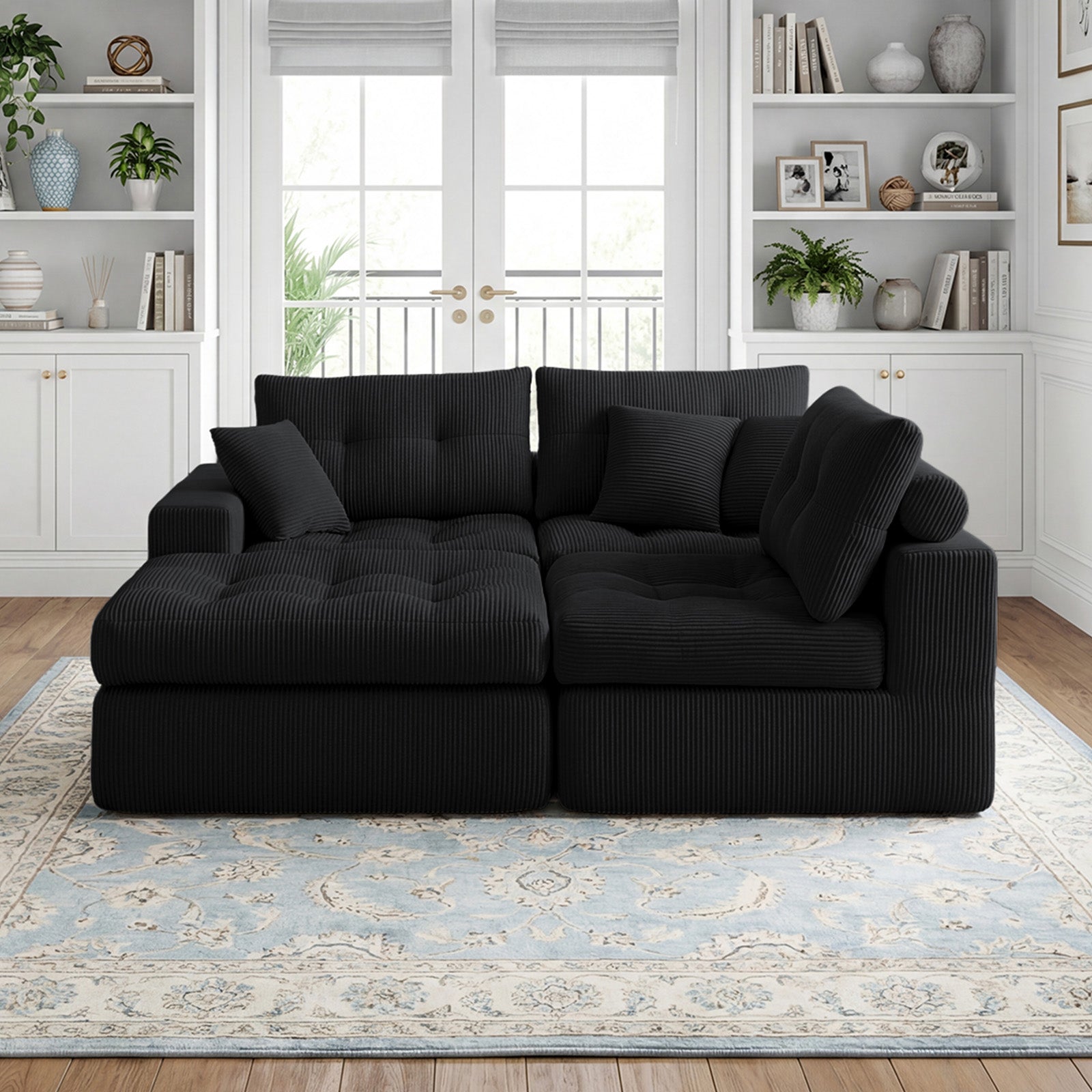 Corduroy Corner Chaise Compression Sofa Bed