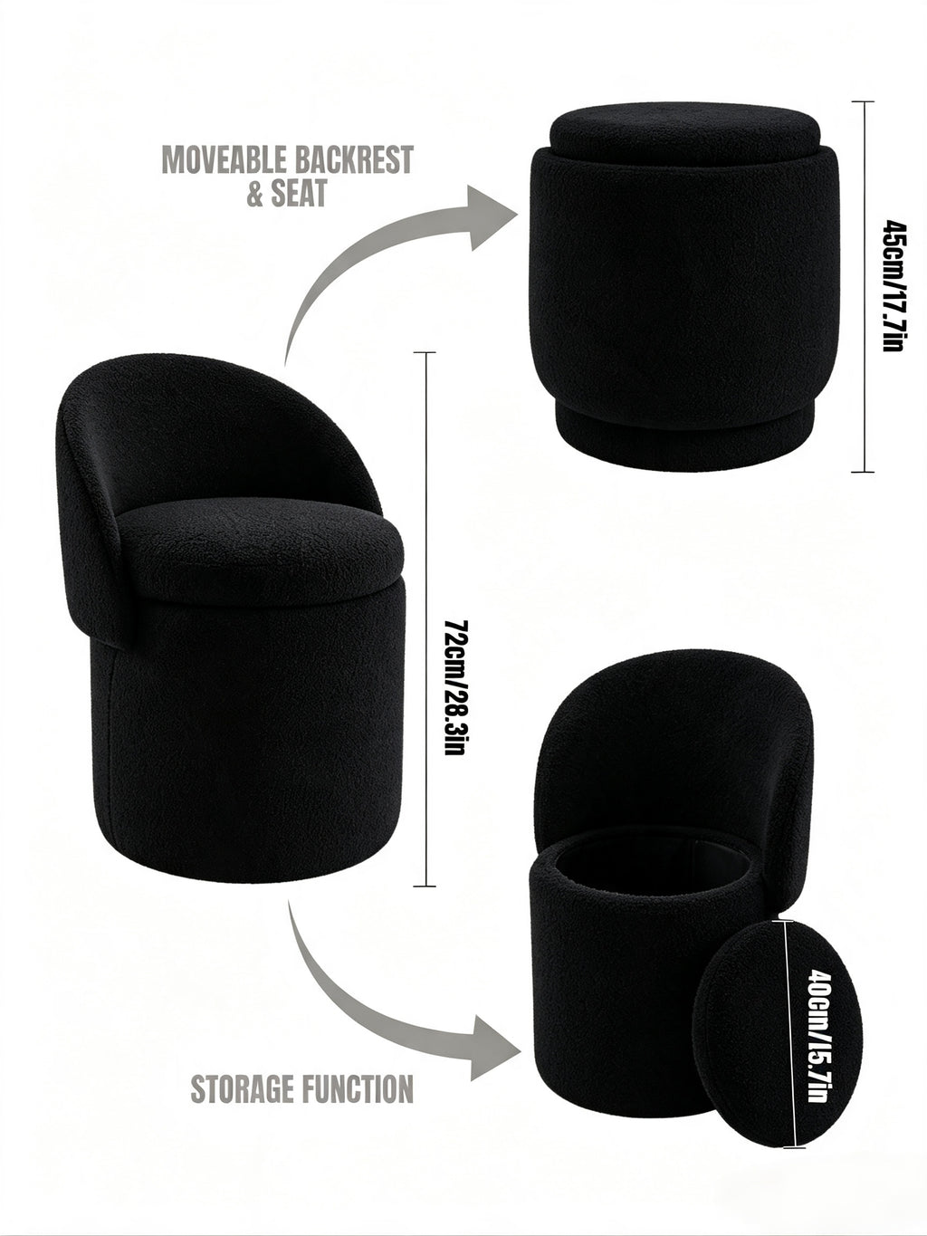 Upholstered Makeup Stool with Storage