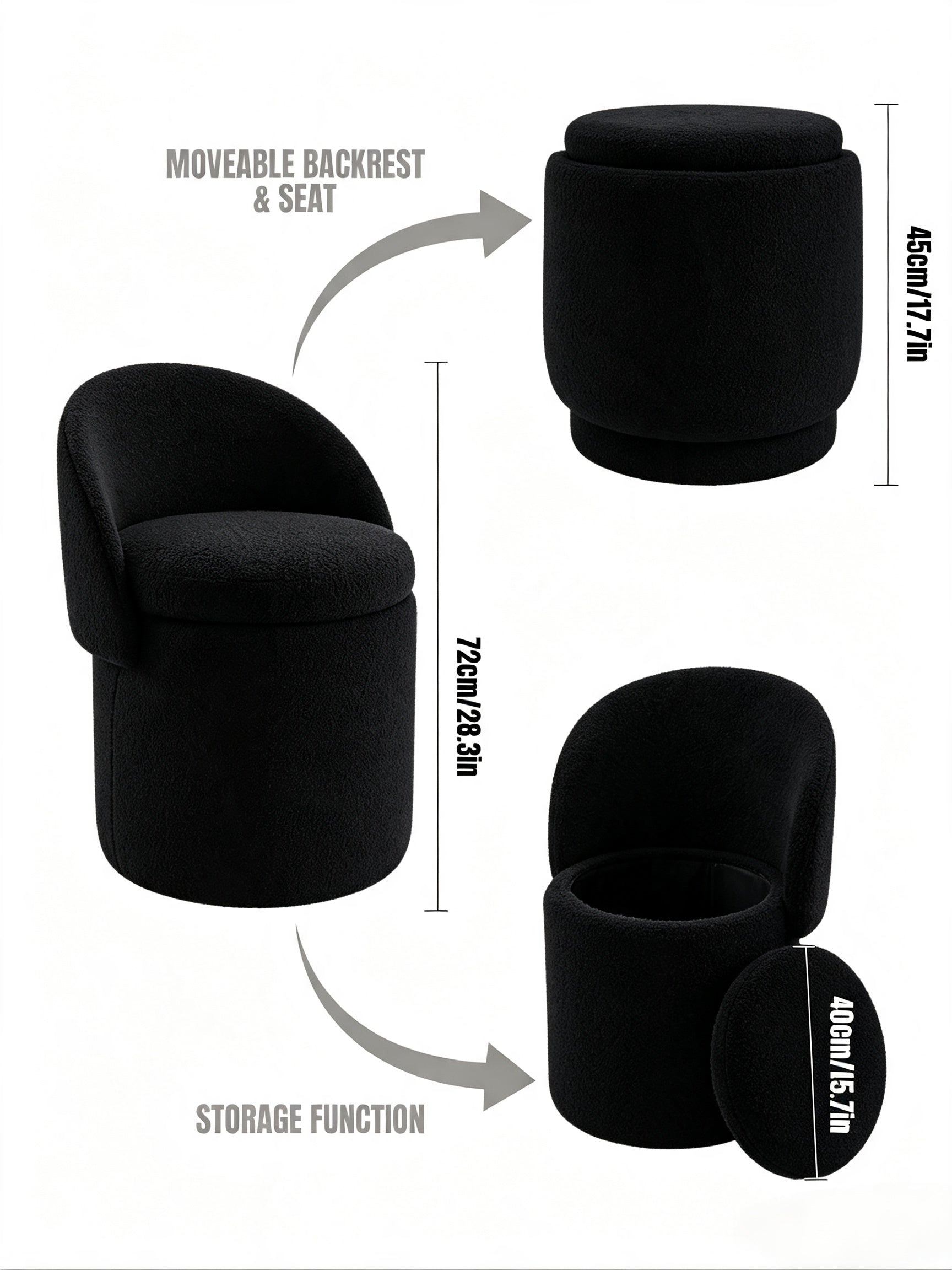 Upholstered Makeup Stool with Storage
