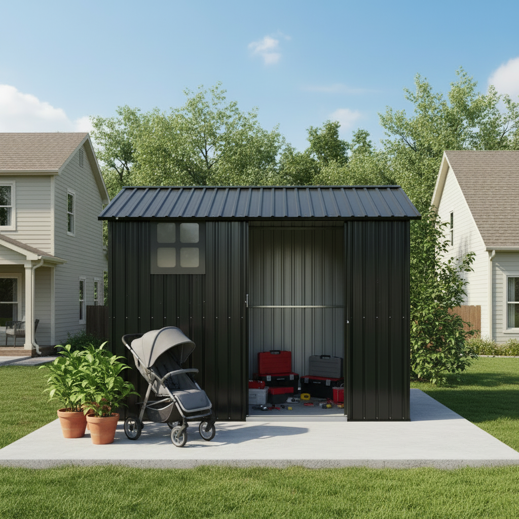 8x6FT Galvanized Steel Outdoor Storage Shed