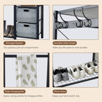 Acacia Wood Garment Racks with Shelves and Wicker Drawers