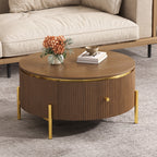Modern Round Coffee Table with 2 Large Drawers
