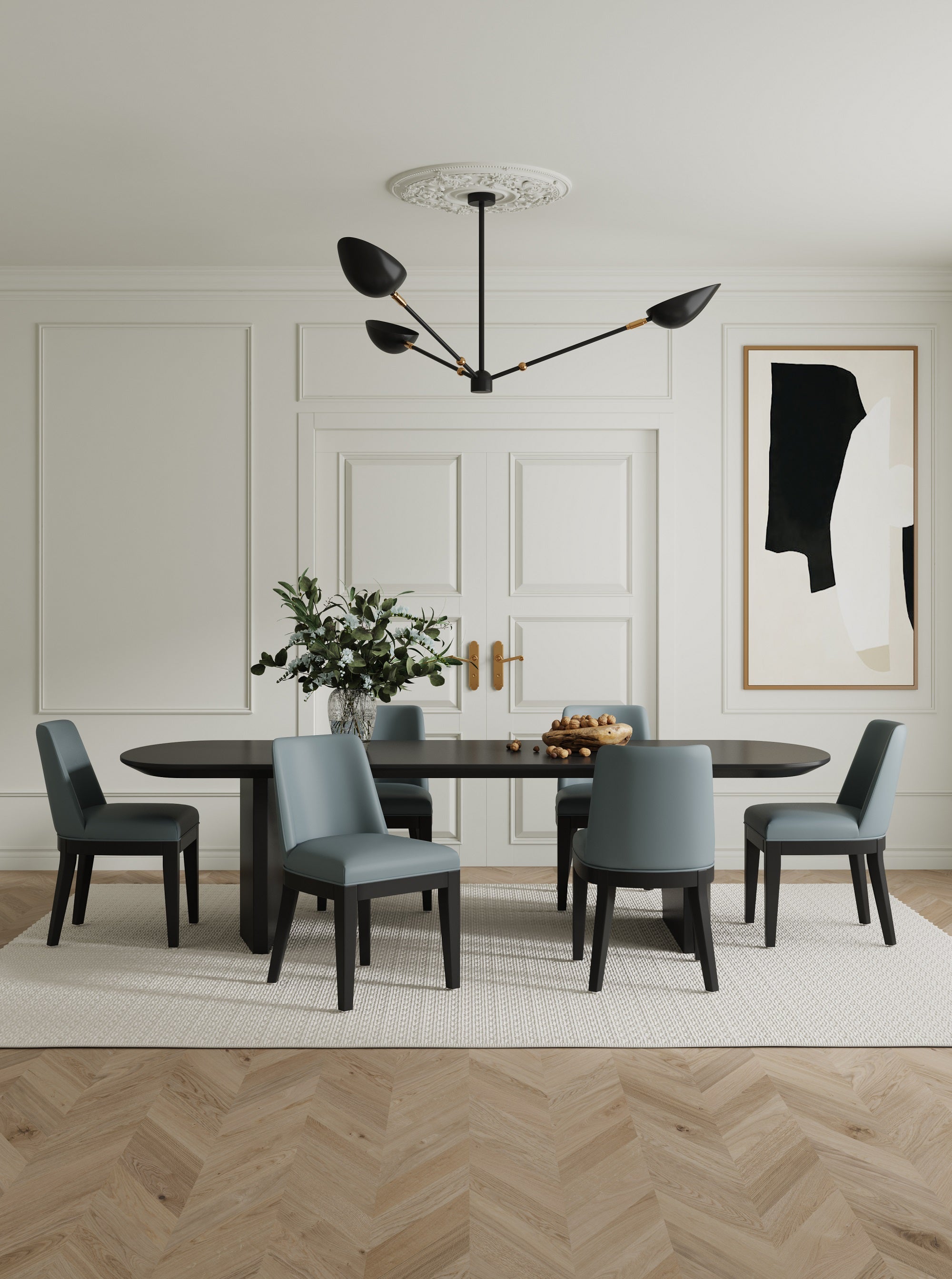 Gansevoort Wood Vegan Leather Dining Chair in Pewter - Set of 2