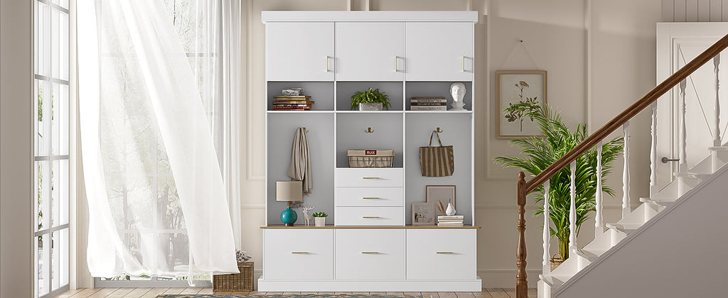 U-Can 75" H Entryway Hall Tree with Bench and Storage