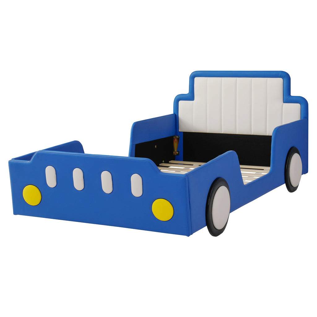 Twin Size Race Car-Shaped Platform Bed with Wheels