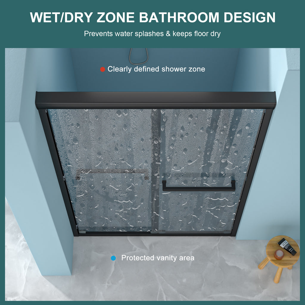 48"W x 76"H Double Sliding Glass Shower Door