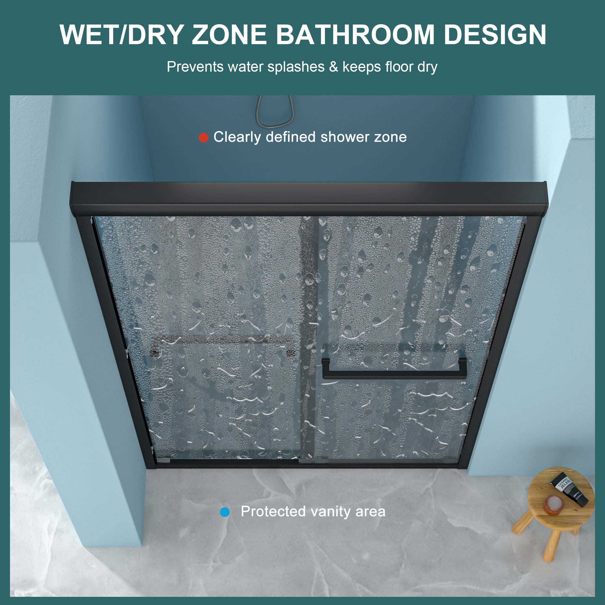 48"W x 76"H Double Sliding Glass Shower Door