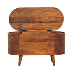 Solid Wood Chestnut Rounded Lid-Up Blanket Box