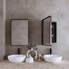 20x30 Inch Recessed Black Metal Framed Medicine Cabinet