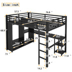 Full Size Loft Bed Frame with Built-in Wardrobe
