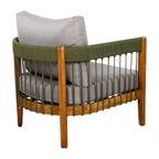 Acacia Wood Outdoor Club Chair with Handwoven Rope Accents