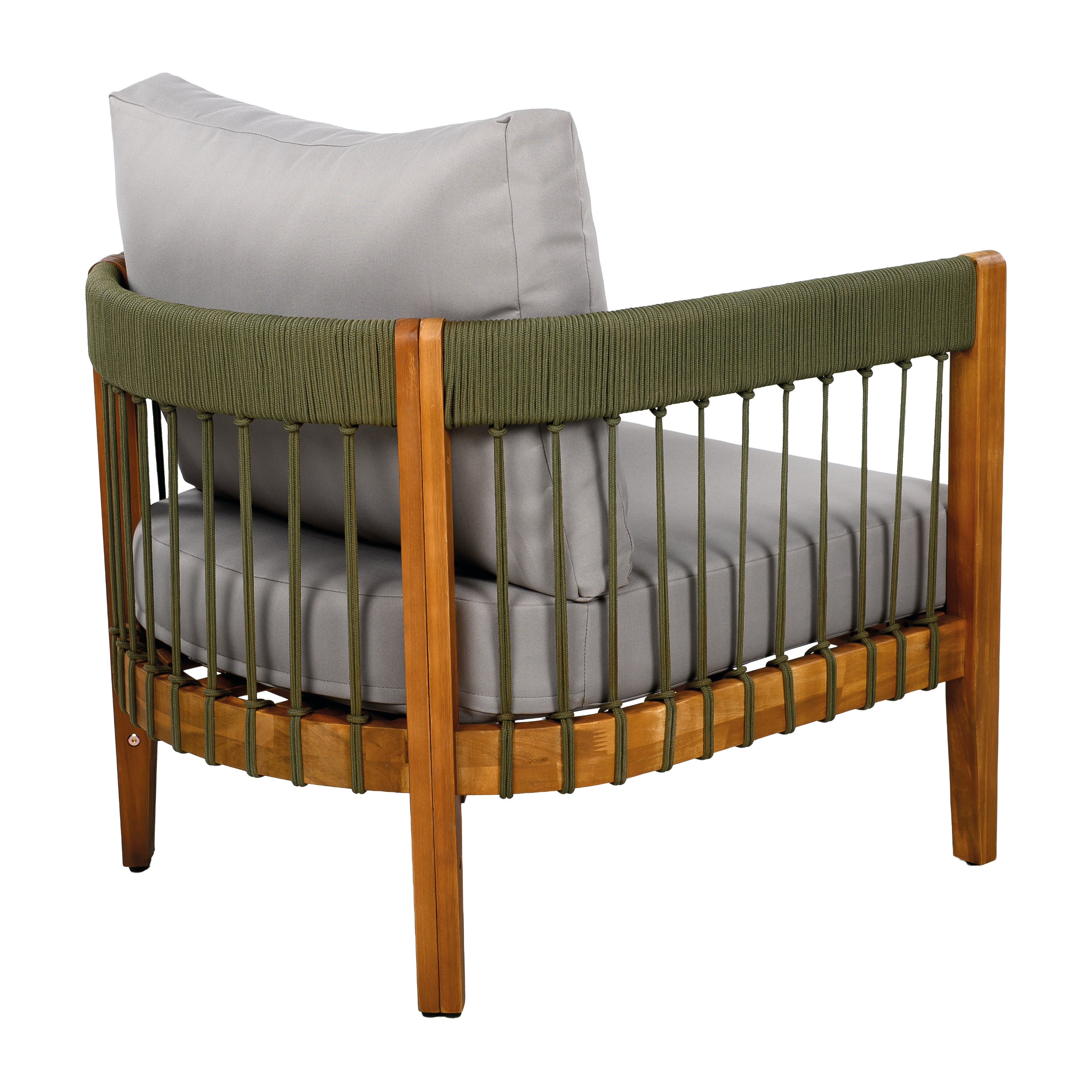 Acacia Wood Outdoor Club Chair with Handwoven Rope Accents
