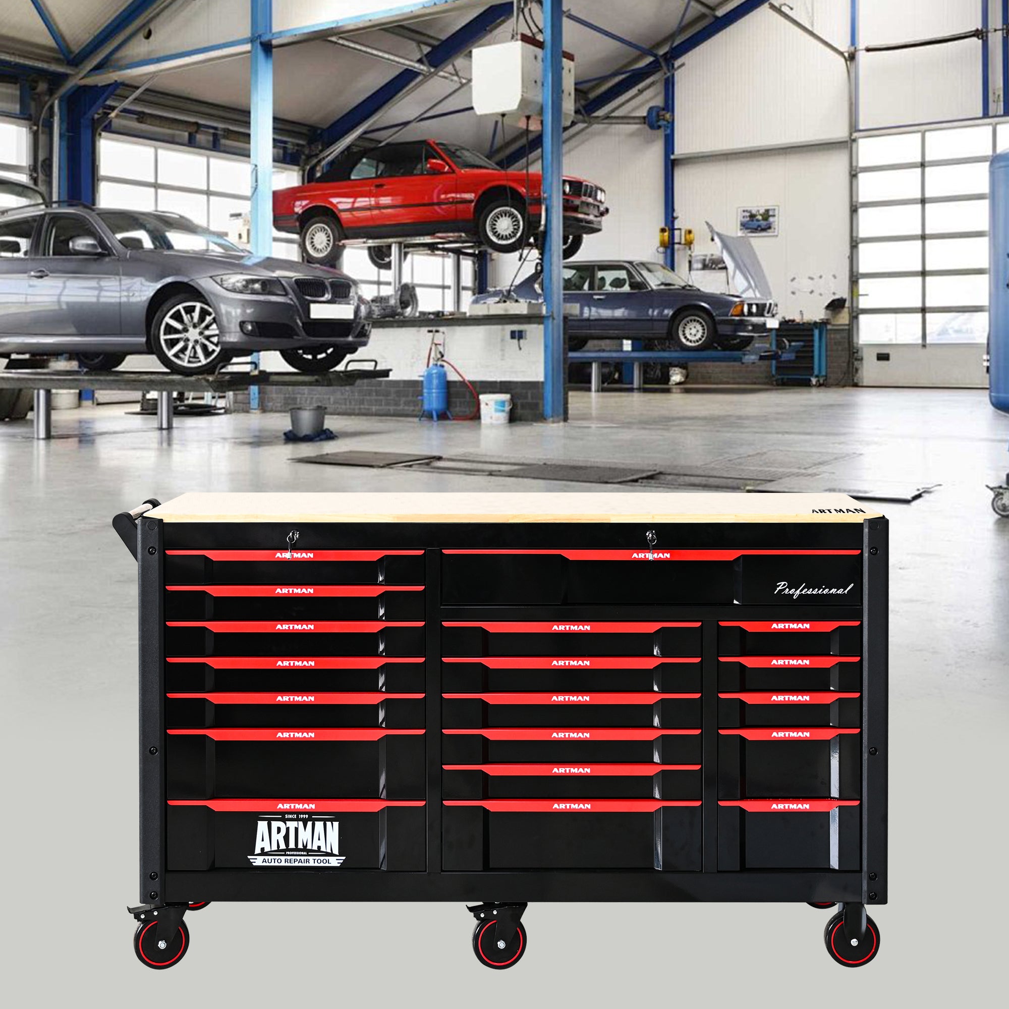 Automobile Repair Heavy-duty Tool Cart with 7+12 Drawers