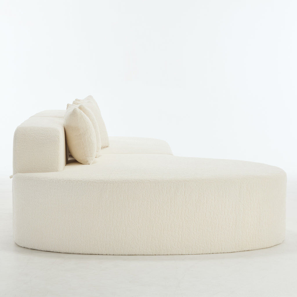 Boneless Curved Sectional Sofa with Pillows - White