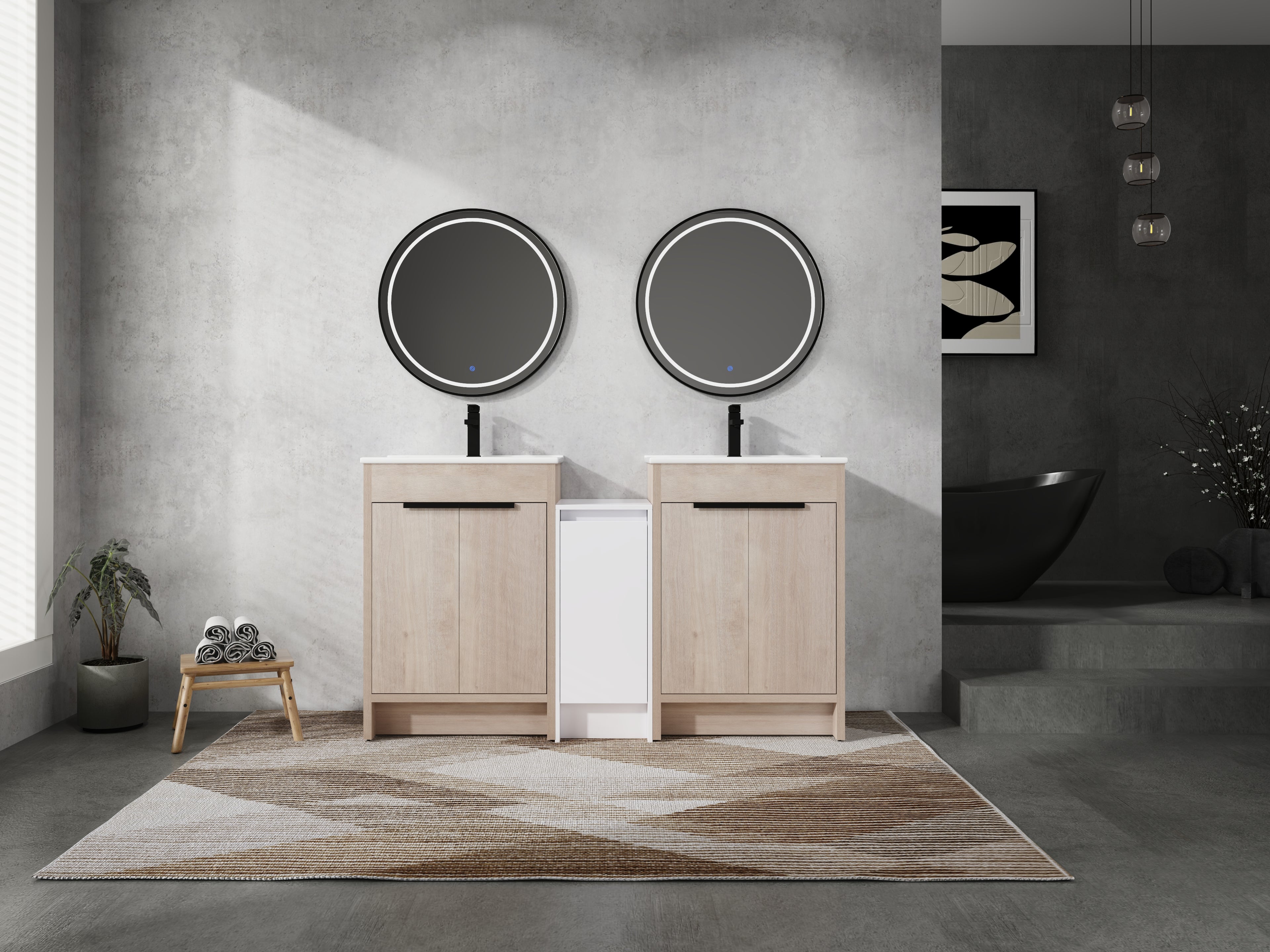 60 Inch Freestanding Bathroom Vanity with Ceramic Sink