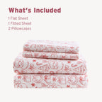 3-Piece Twin XL 100% Cotton Pigment Printed Sheet Set - Holiday Doodles