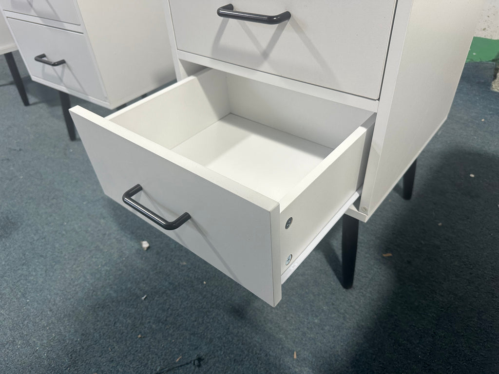 2-Drawer Nightstand with Metal Legs and Metal Handles
